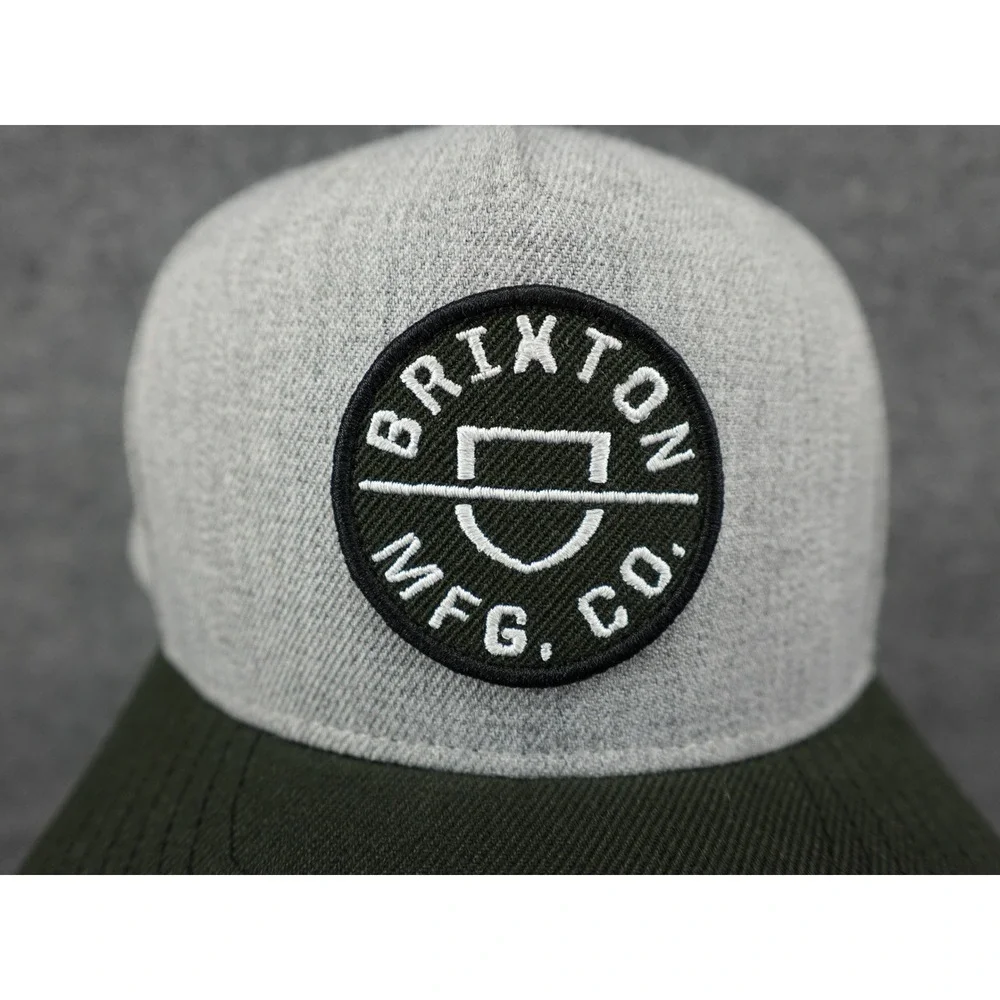 Brixton‎ Snapback Hat Unisex Adjustable Grey Green Excellent Two-Tone Patch Cap